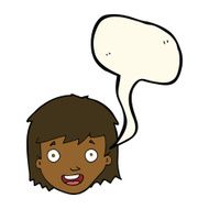 cartoon happy female face with speech bubble N142