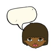 cartoon female face with speech bubble N103