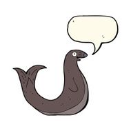 cartoon happy seal with speech bubble N14