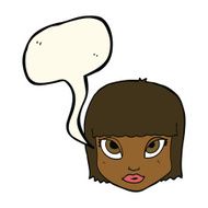 cartoon female face with speech bubble N104