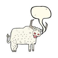 cartoon hairy cow with speech bubble N6