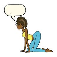 cartoon sexy woman on all fours with speech bubble N8