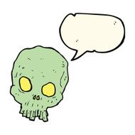 cartoon spooky skull with speech bubble N101