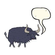 cartoon annoyed hairy ox with speech bubble N7