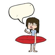 cartoon surfer girl with speech bubble N15
