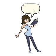 cartoon woman reading book with speech bubble N7