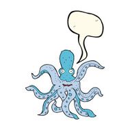 cartoon giant octopus with speech bubble N6