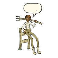 cartoon old farmer leaning on fence with speech bubble N6