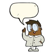 cartoon scientist with speech bubble N4