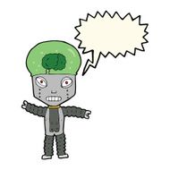 cartoon future robot with speech bubble N7