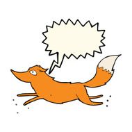 cartoon fox running with speech bubble N4
