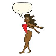 cartoon sexy woman in swimsuit with speech bubble N7