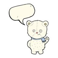 cute cartoon polar bear waving with speech bubble N4