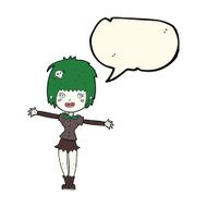 cartoon happy vampire girl with speech bubble N25