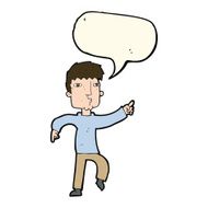 cartoon dancing man with speech bubble N12