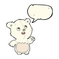 cartoon happy little teddy polar bear with speech bubble N4