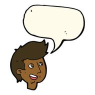 cartoon happy boy face with speech bubble N34