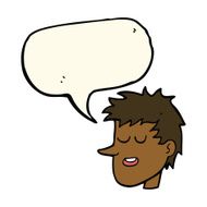 cartoon happy boy face with speech bubble N35