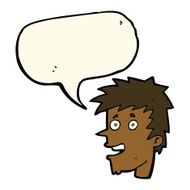 cartoon happy boy face with speech bubble N36