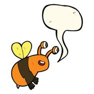 cartoon happy bee with speech bubble N15