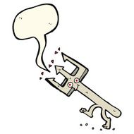 cartoon devil fork with speech bubble N7