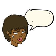 cartoon woman with plaster on face speech bubble N14