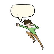 cartoon jumping man with speech bubble N4