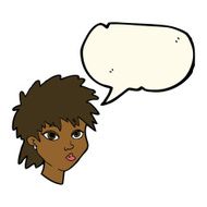 cartoon curious girl with speech bubble N8