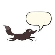cartoon wolf running with speech bubble N4