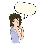 cartoon surprised woman with speech bubble N174