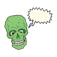 cartoon spooky skull with speech bubble N102