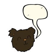 cartoon happy black bear face with speech bubble N4