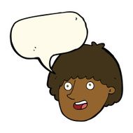 cartoon happy male face with speech bubble N14
