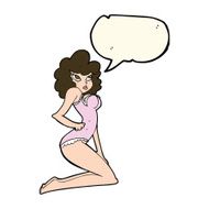cartoon pin-up woman with speech bubble N6