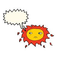 cartoon sad sun with speech bubble N6