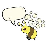 cartoon happy bee with speech bubble N16