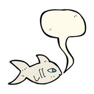cartoon fish with speech bubble N54