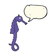 cartoon sea horse with speech bubble N16