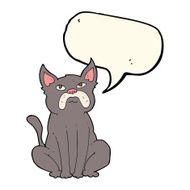 cartoon grumpy little dog with speech bubble N8