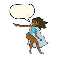 cartoon superhero woman pointing with speech bubble N8
