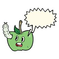 cartoon apple with bug speech bubble N22
