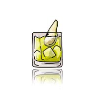 Glass with cocktail sketch for your design N3