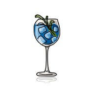 Glass with cocktail sketch for your design N4