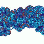 Abstract hand-drawn wave floral pattern N70