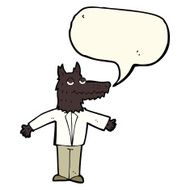 cartoon wolf with speech bubble N12