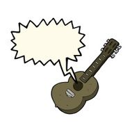 cartoon guitar with speech bubble N4