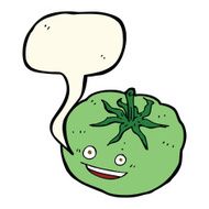 cartoon green tomato with speech bubble N4
