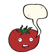cartoon tomato with speech bubble N29
