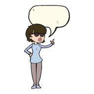 cartoon woman wearing spectacles with speech bubble N28