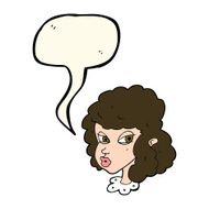 cartoon suspicious woman with speech bubble N15